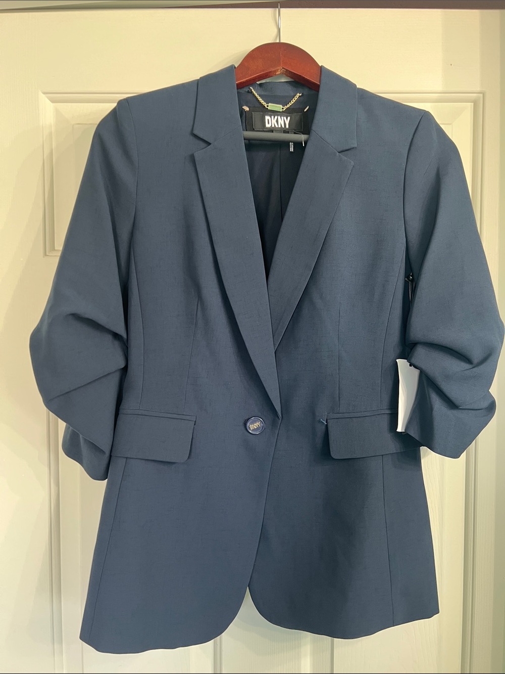 DKNY Women's Navy Blue Single-Button Blazer